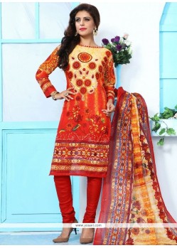 Print Work Cotton Churidar Suit