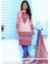 Print Cotton Churidar Suit In Multi Colour