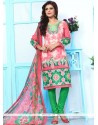 Cotton Multi Colour Print Work Churidar Suit