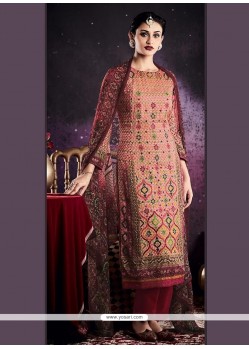 Digital Print Work Multi Colour Tussar Silk Designer Palazzo Suit