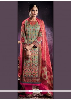 Digital Print Work Multi Colour Tussar Silk Designer Palazzo Suit