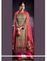 Digital Print Work Multi Colour Tussar Silk Designer Palazzo Suit