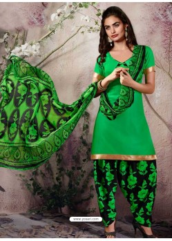 Sea Green Cotton Punjabi Patiala Suit