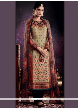 Multi Colour Tussar Silk Palazzo Designer Suit