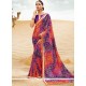 Multi Colour Print Work Faux Georgette Printed Saree