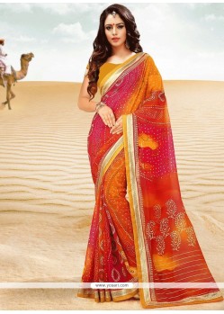 Multi Colour Faux Georgette Printed Saree