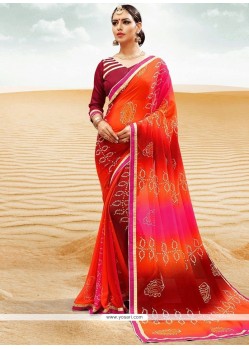 Faux Georgette Multi Colour Printed Saree