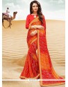 Faux Georgette Multi Colour Lace Work Printed Saree