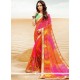 Faux Georgette Lace Work Printed Saree