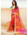 Faux Georgette Lace Work Printed Saree