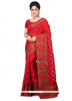 Chanderi Maroon Classic Designer Saree