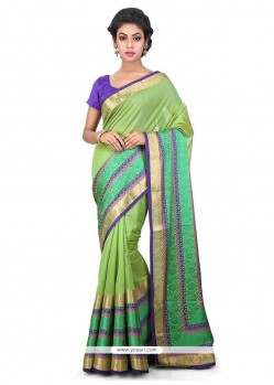 Chanderi Green Weaving Work Saree