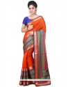 Weaving Work Orange Chanderi Classic Saree