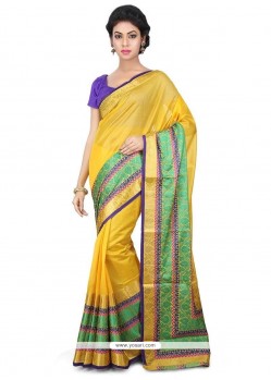 Chanderi Yellow Weaving Work Classic Designer Saree