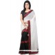 Art Silk Beige And Black Embroidered Work Half N Half Designer Saree