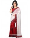 Beige And Red Designer Half N Half Saree