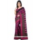 Art Silk Black And Hot Pink Print Work Designer Saree