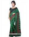 Art Silk Black And Green Embroidered Work Classic Saree