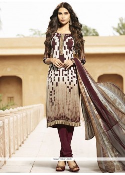 Embroidered Work Faux Crepe Churidar Suit