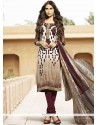 Embroidered Work Faux Crepe Churidar Suit