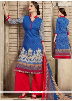 Print Work Cotton Palazzo Suit