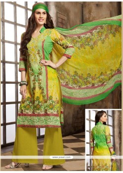 Cotton Print Work Palazzo Suit