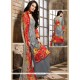 Grey Print Work Cotton Palazzo Suit