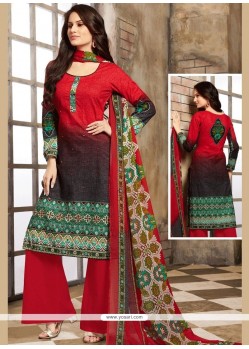 Print Work Multi Colour Cotton Palazzo Suit