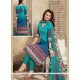 Blue Print Work Cotton Churidar Suit