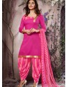 Pink Cotton Punjabi Patiala Suit