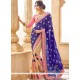 Faux Georgette Beige And Blue Half N Half Designer Saree