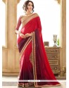 Embroidered Work Maroon Jacquard Shaded Saree