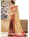 Beige And Brown Designer Half N Half Saree