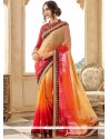 Multi Colour Embroidered Work Faux Georgette Shaded Saree