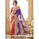 Faux Georgette Purple And Red Classic Designer Saree