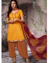 Yellow Cotton Punjabi Patiala Suit