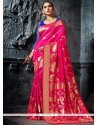 Art Silk Hot Pink Weaving Work Designer Traditional Saree