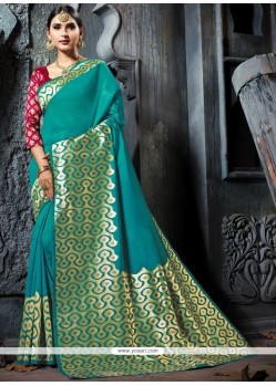 Sea Green Weaving Work Designer Traditional Saree