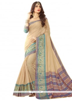 Beige Cotton Silk Casual Saree