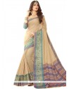 Beige Cotton Silk Casual Saree