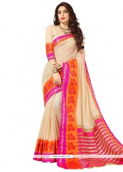 Cotton Silk Cream Casual Saree