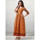 Orange Cotton Party Wear Kurti