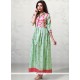 Print Work Cotton Green Party Wear Kurti