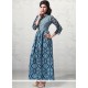 Print Work Cotton Blue Party Wear Kurti