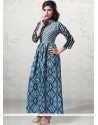 Print Work Cotton Blue Party Wear Kurti