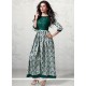 Cotton Green Print Work Party Wear Kurti