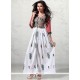 Print Work Cotton White Party Wear Kurti