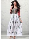 Print Work Cotton White Party Wear Kurti