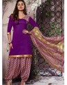Violet Cotton Punjabi Patiala Suit