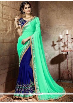 Patch Border Work Faux Georgette Designer Half N Half Saree